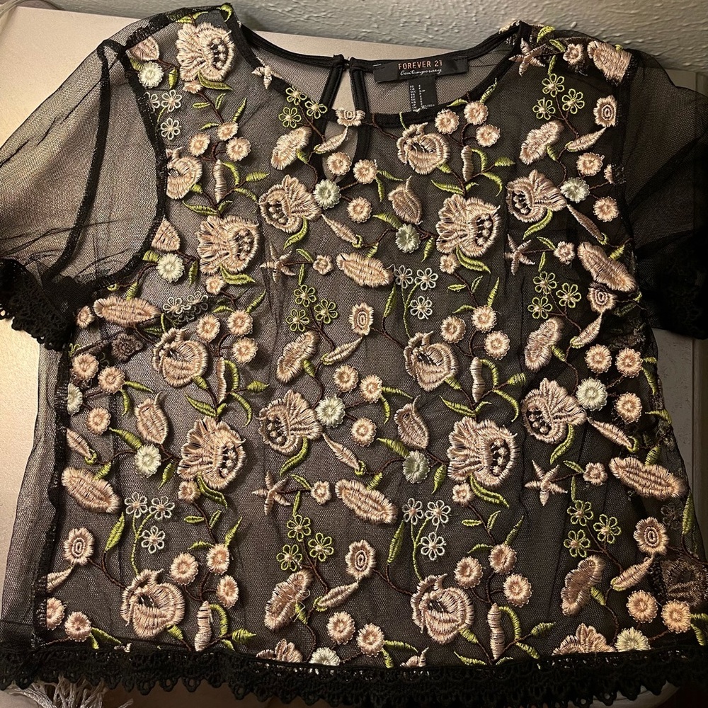 Flowered see through blouse